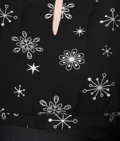 Unique Vintage Fit & Flare|Caftans>Smak Parlour Black & Silver Snowflake Social Climber Caftan