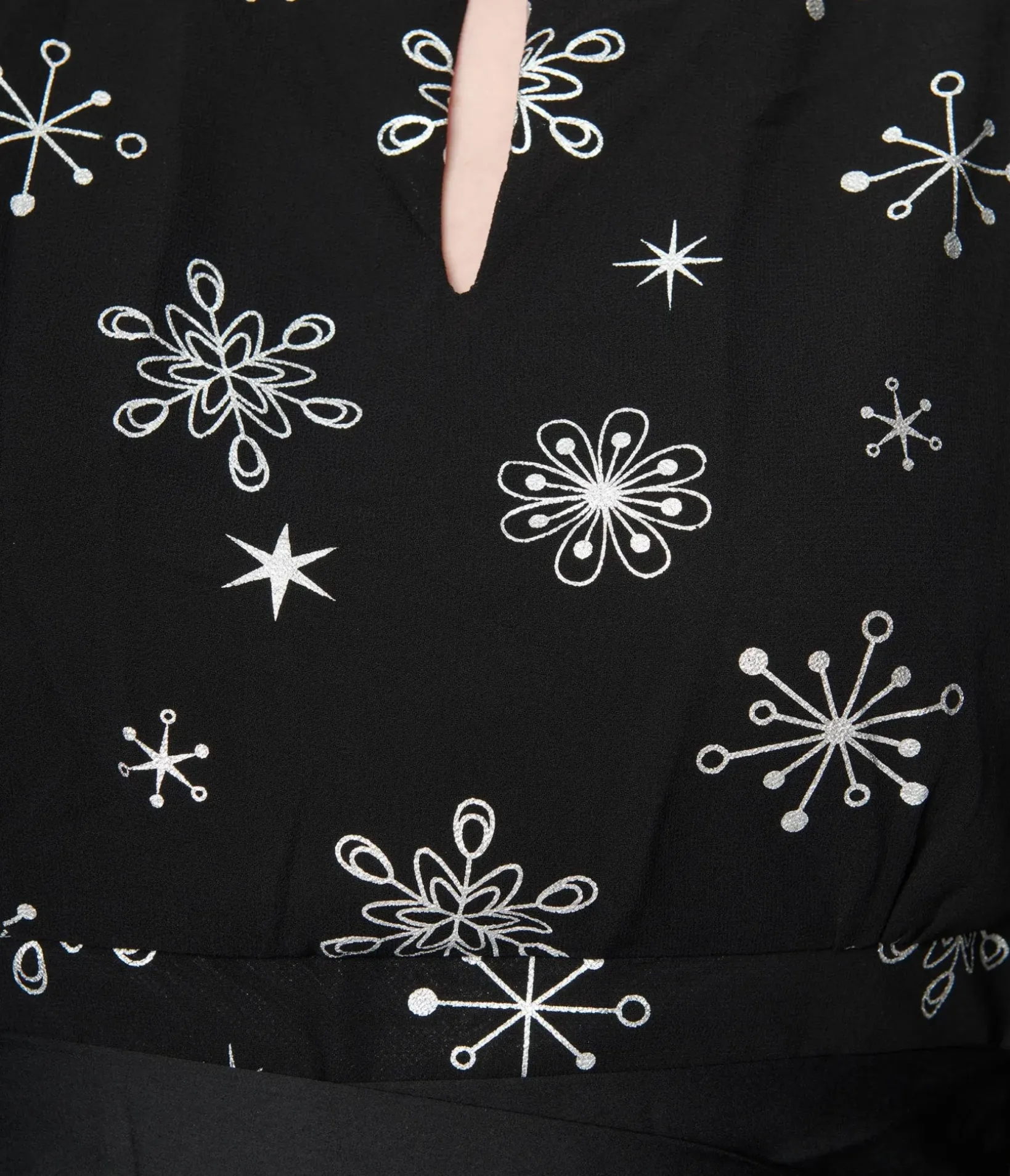 Unique Vintage Fit & Flare|Caftans>Smak Parlour Black & Silver Snowflake Social Climber Caftan