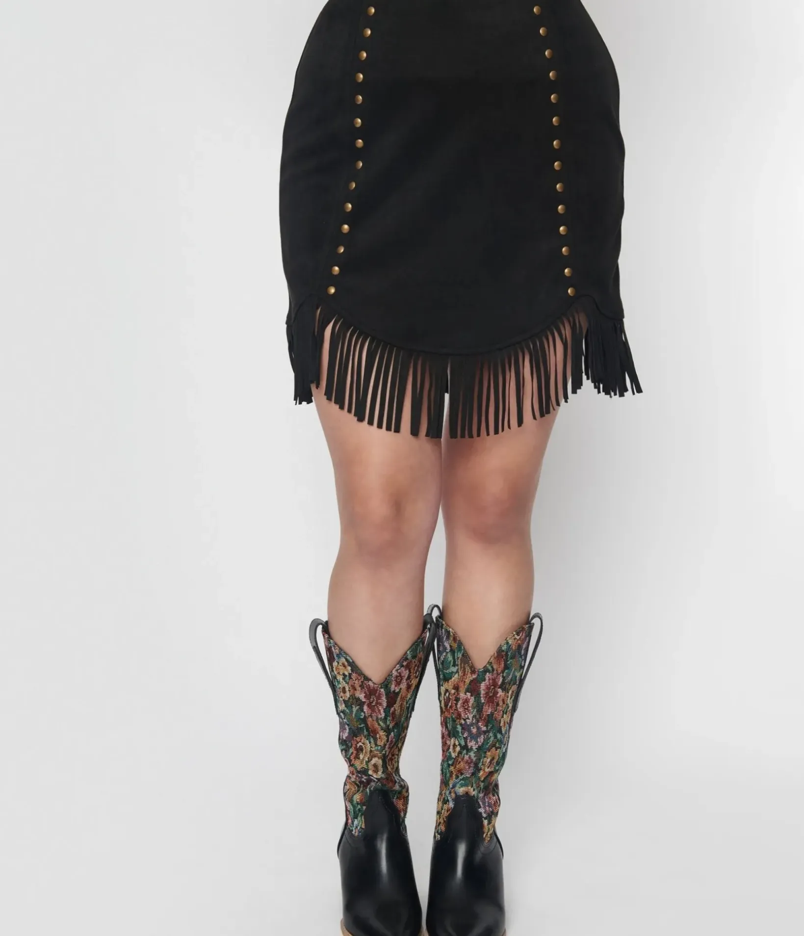 Unique Vintage Skirts|All Things Black>Smak Parlour Black Western Fringe Mini Skirt