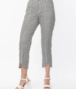 Unique Vintage Pants|All Things Black>Smak Parlour Black & White Gingham High Rise Capri