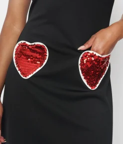 Unique Vintage Fit & Flare|Pocket Dresses>Smak Parlour Black & White Sequin Heart Haute Gossip Mini Dress
