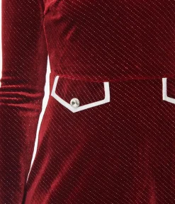 Unique Vintage Fit & Flare|Fit & Flare>Smak Parlour Burgundy Sparkly Velvet Mock Turtleneck Fit & Flare Dress