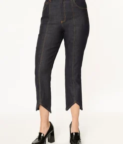 Unique Vintage All Things Black>Smak Parlour Dark Denim Notched Capri Jeans