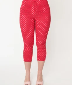 Unique Vintage Pants|All Things Pink>Smak Parlour Hot Pink Pin Dot Daisy Pocket Smarty Pants Capri