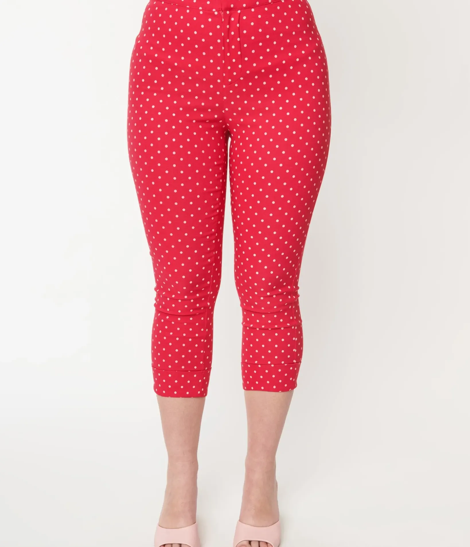 Unique Vintage Pants|All Things Pink>Smak Parlour Hot Pink Pin Dot Daisy Pocket Smarty Pants Capri