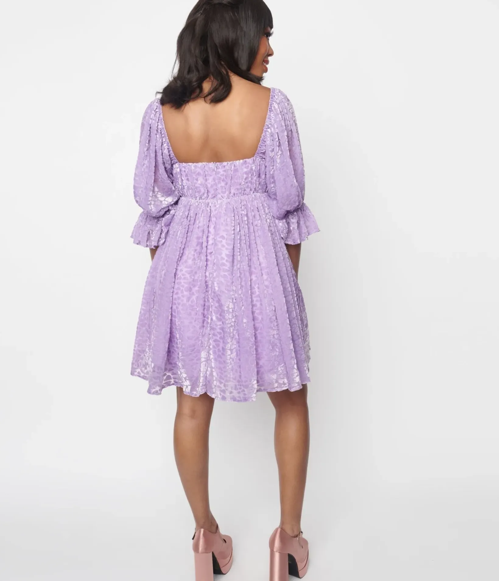 Unique Vintage Babydoll|Babydoll>Smak Parlour Lavender Heart Velvet Love Interest Babydoll Dress