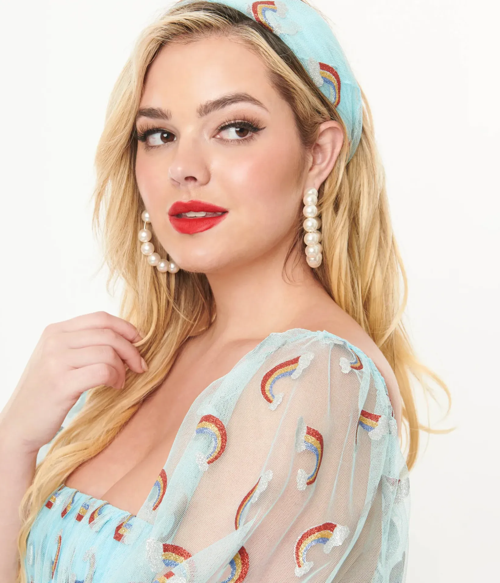 Unique Vintage Pride|Hair Scarves>Smak Parlour Light Blue Glitter Rainbow Hair Scarf