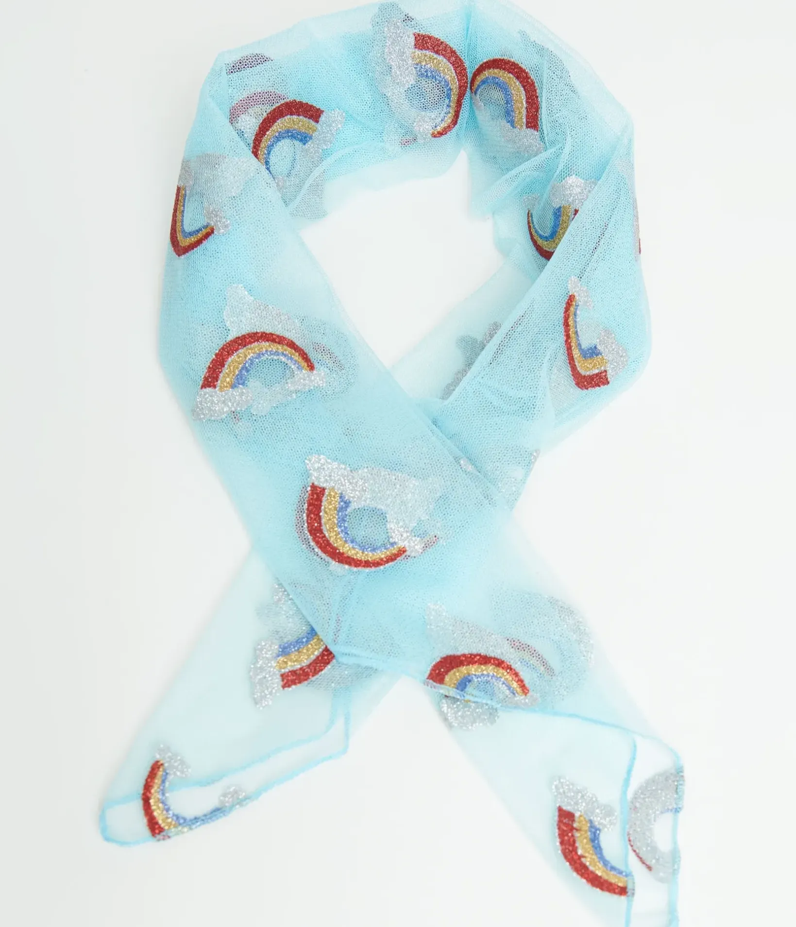 Unique Vintage Pride|Hair Scarves>Smak Parlour Light Blue Glitter Rainbow Hair Scarf