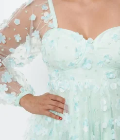 Unique Vintage Babydoll|Babydoll>Smak Parlour Mint Tulle & Daisy Babydoll Dress