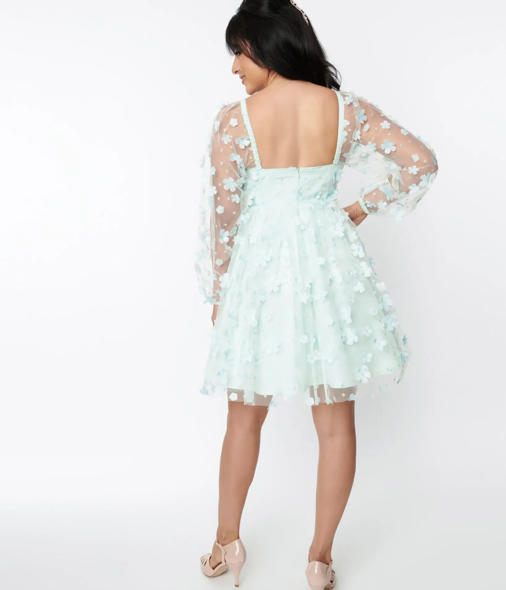 Unique Vintage Babydoll|Babydoll>Smak Parlour Mint Tulle & Daisy Babydoll Dress