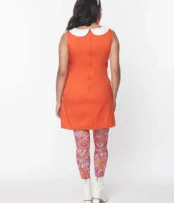 Unique Vintage Pocket Dresses|Everyday Dresses>Smak Parlour Orange & Purple Tie Neck Shift Dress