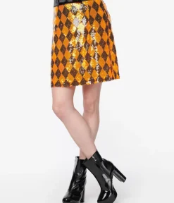 Unique Vintage Skirts|Skirts>Smak Parlour Orange Sequin Mod Skirt