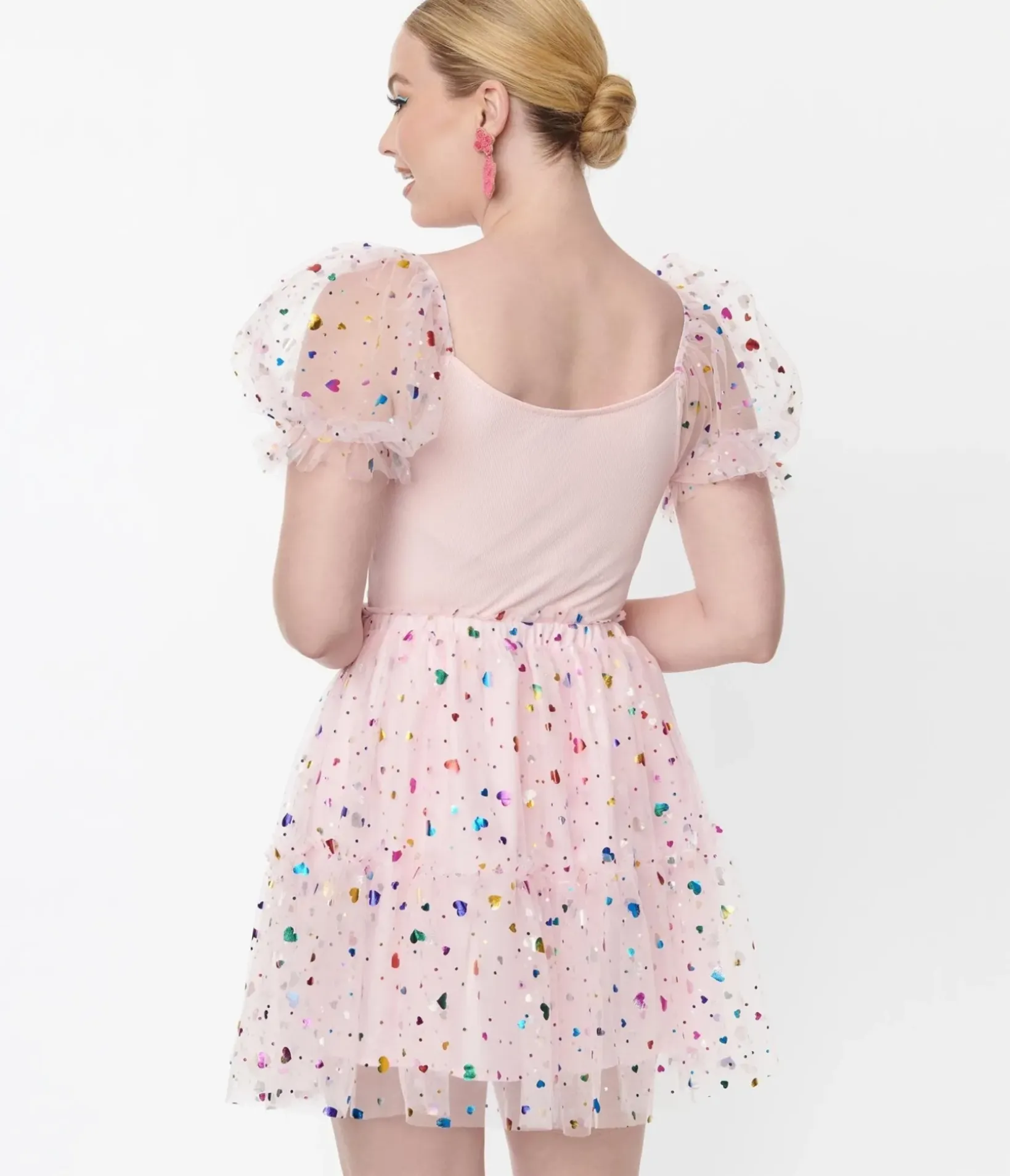 Unique Vintage Skirts|All Things Pink>Smak Parlour Pink Confetti Heart Tulle Mini Skirt