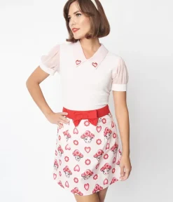 Unique Vintage Skirts|All Things Pink>Smak Parlour Pink & Red Madam Mushroom Mod Skirt