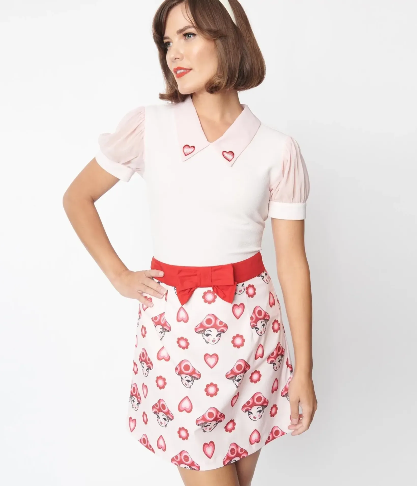 Unique Vintage Skirts|All Things Pink>Smak Parlour Pink & Red Madam Mushroom Mod Skirt