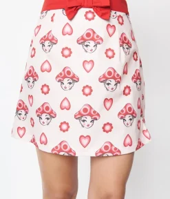 Unique Vintage Skirts|All Things Pink>Smak Parlour Pink & Red Madam Mushroom Mod Skirt