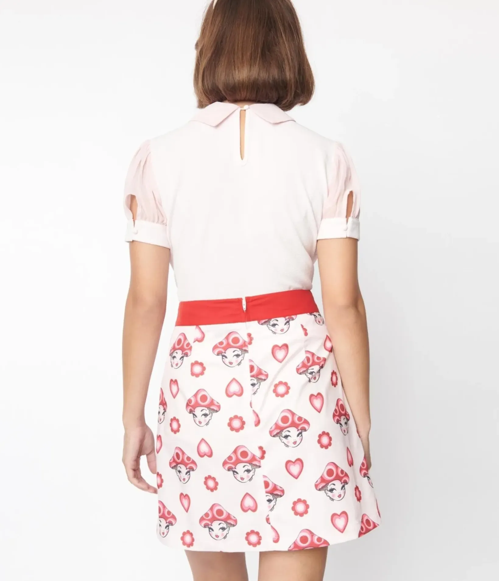 Unique Vintage Skirts|All Things Pink>Smak Parlour Pink & Red Madam Mushroom Mod Skirt