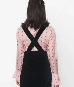 Unique Vintage Blouses|All Things Pink>Smak Parlour Pink & Strawberries Stripe Ruffle Blouse