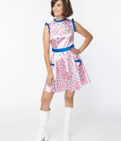 Unique Vintage Fit & Flare|Pocket Dresses>Smak Parlour Pink & White Ditsy Floral Happy Hour Flare Dress