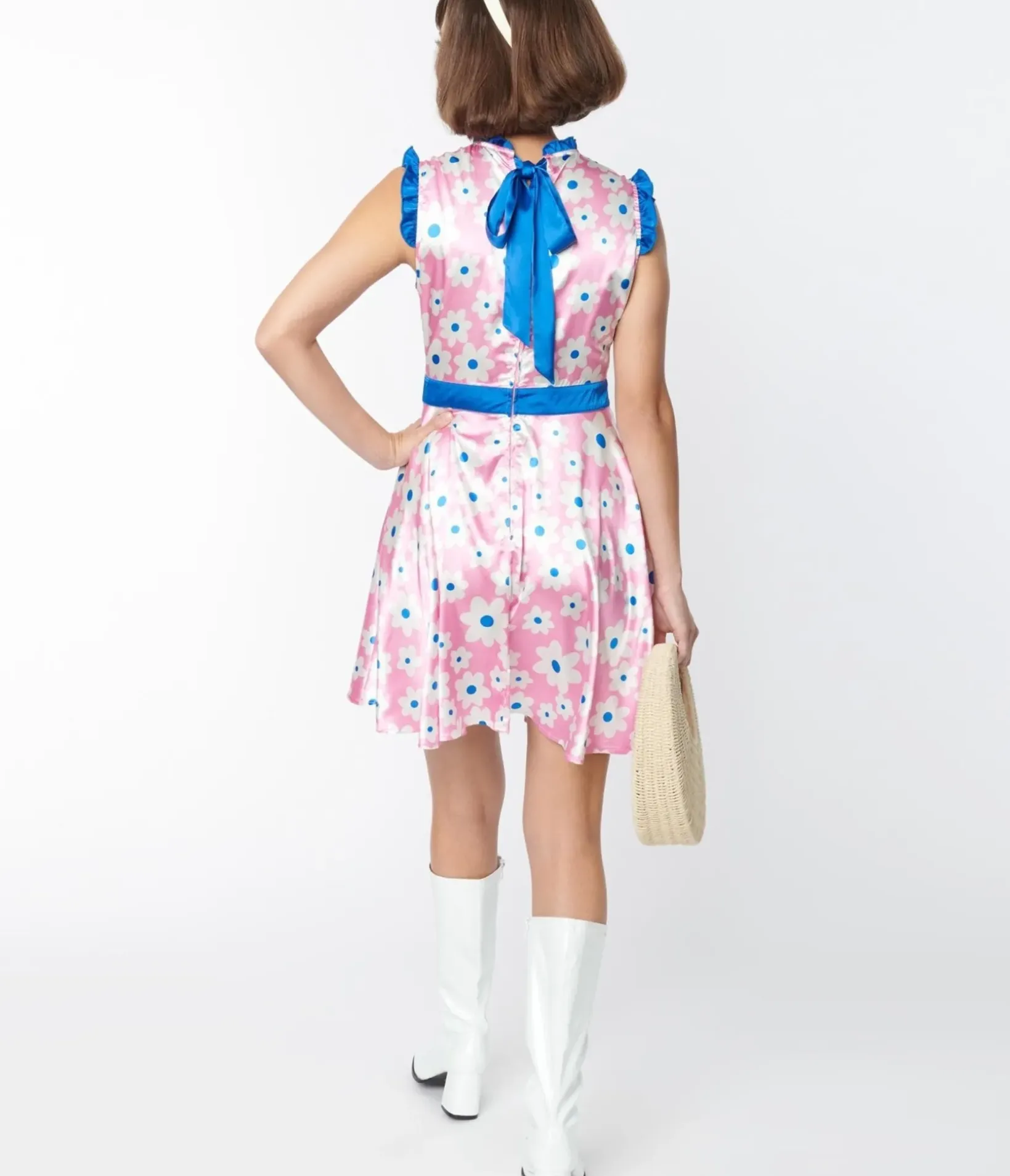 Unique Vintage Fit & Flare|Pocket Dresses>Smak Parlour Pink & White Ditsy Floral Happy Hour Flare Dress