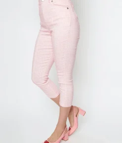 Unique Vintage All Things Pink>Smak Parlour Pink & White Gingham Capri Pants