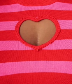 Unique Vintage All Things Pink|All Things Red>Smak Parlour Plus Size Red & Pink Stripe Keyhole Heart Sweater