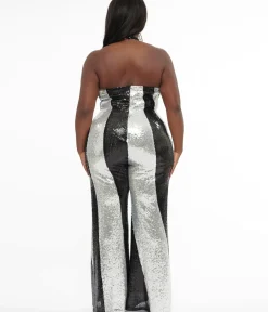 Unique Vintage Rompers & Jumpsuits|Rompers & Jumpsuits>Smak Parlour Plus Size 1960s Black & Silver Sequin Glamour Goddess Jumpsuit