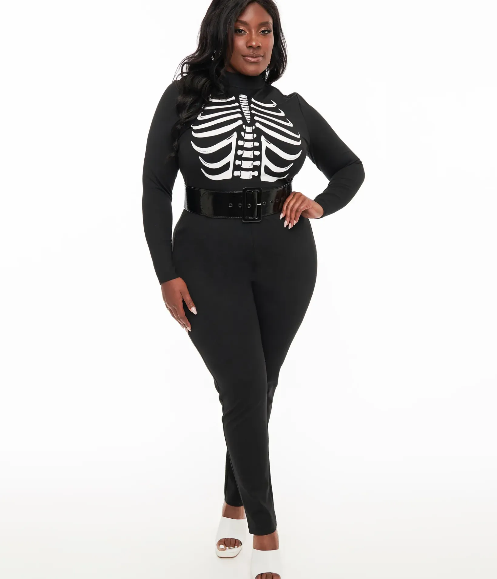 Unique Vintage Rompers & Jumpsuits|Rompers & Jumpsuits>Smak Parlour Plus Size 1960s Black & White Skeleton Glow in the Dark Jumpsuit