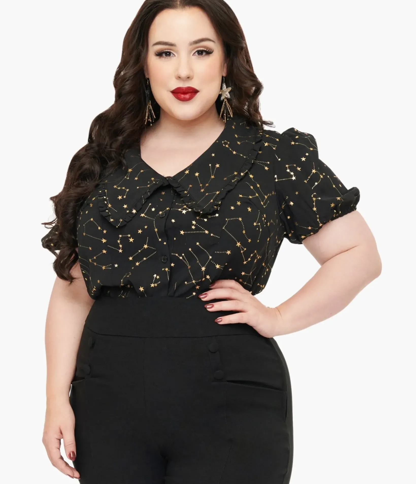 Unique Vintage Blouses|Blouses>Smak Parlour Plus Size 1960s Ivory Lace Puff Sleeve Blouse