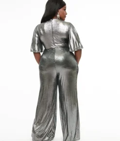 Unique Vintage Rompers & Jumpsuits|Rompers & Jumpsuits>Smak Parlour Plus Size 1960s Metallic Silver Cutout Jumpsuit
