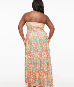 Unique Vintage Maxi|Midi & Maxi>Smak Parlour Plus Size 1960s Pink Strawberry Fields Halter Maxi Dress