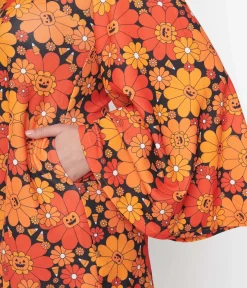 Unique Vintage Pocket Dresses|Everyday Dresses>Smak Parlour Pumpkin Mod Floral Downtown Scene Mini Dress