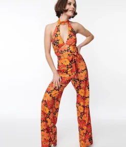 Unique Vintage Rompers & Jumpsuits|Rompers & Jumpsuits>Smak Parlour Pumpkin Mod Floral Glamour Goddess Jumpsuit