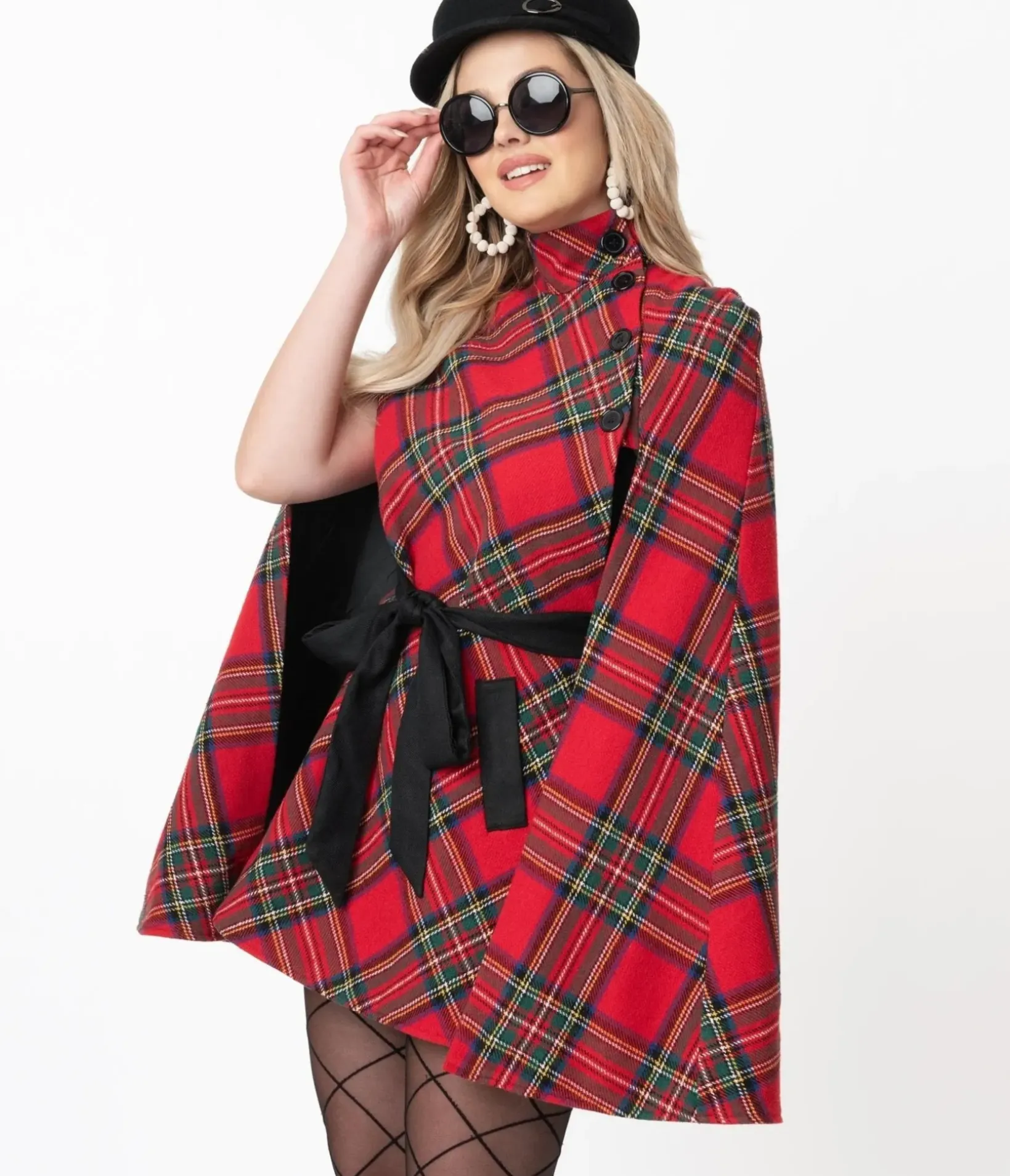 Unique Vintage Coats & Jackets|All Things Red>Smak Parlour Red Plaid Savile Row Cape Coat