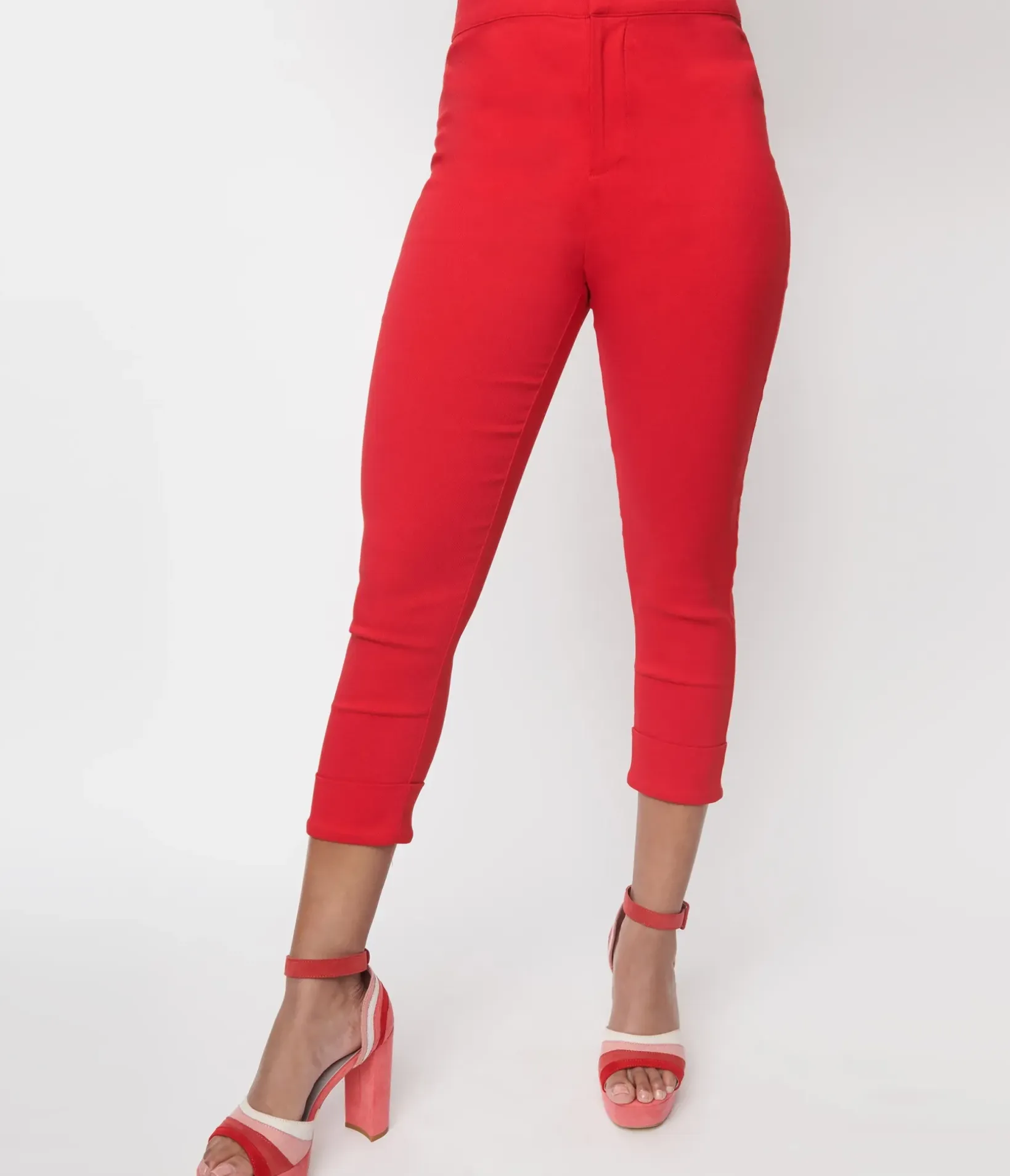 Unique Vintage Pants|All Things Red>Smak Parlour Red & Polka Dot Heart Pocket Smarty Pants Capri