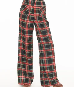 Unique Vintage Pants|Work Wear>Smak Parlour 1960s Black & Red Plaid Wide Leg Trousers