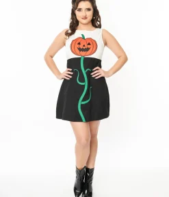 Unique Vintage Everyday Dresses|All Things Black>Smak Parlour 1960s Black & White Pumpkin Head Shift Dress