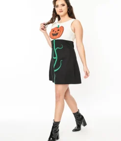 Unique Vintage Everyday Dresses|All Things Black>Smak Parlour 1960s Black & White Pumpkin Head Shift Dress