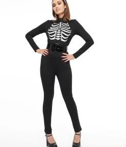 Unique Vintage Rompers & Jumpsuits|All Things Black>Smak Parlour 1960s Black & White Skeleton Glow in the Dark Jumpsuit