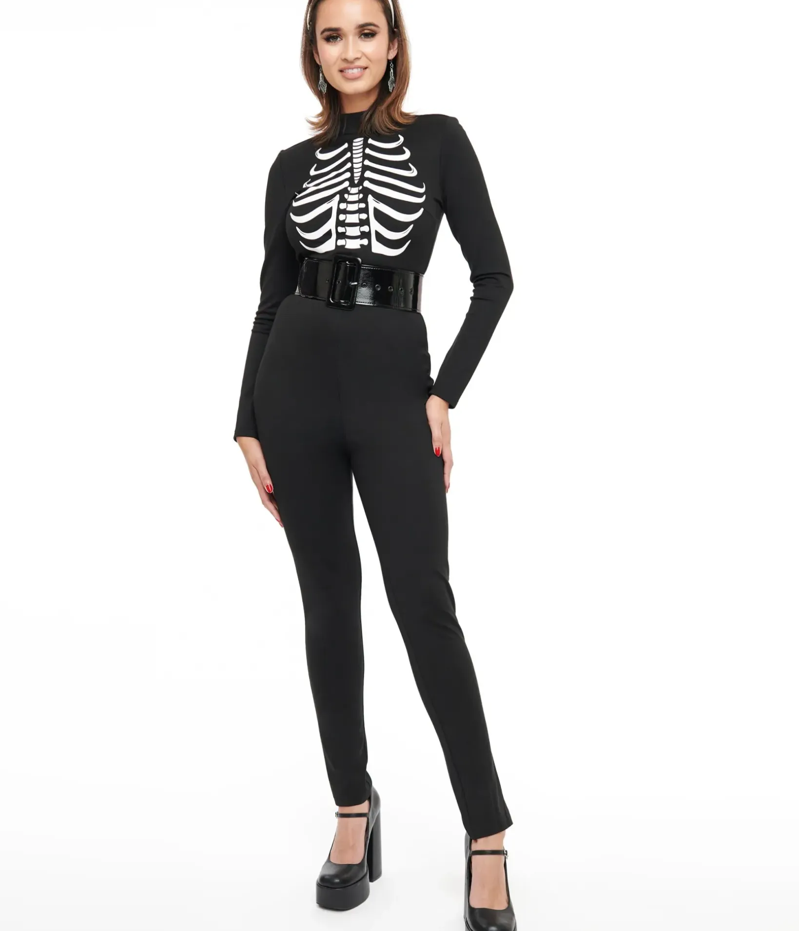 Unique Vintage Rompers & Jumpsuits|All Things Black>Smak Parlour 1960s Black & White Skeleton Glow in the Dark Jumpsuit