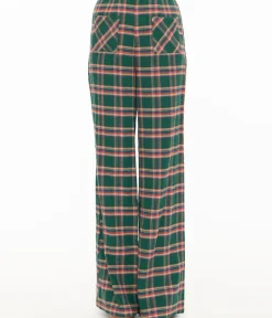 Unique Vintage Pants|Work Wear>Smak Parlour 1960s Green & Red Plaid Wide Leg Trousers
