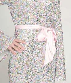 Unique Vintage Rompers & Jumpsuits>Smak Parlour 1960s Pastel Rainbow Sequin Bell Sleeve Jumpsuit