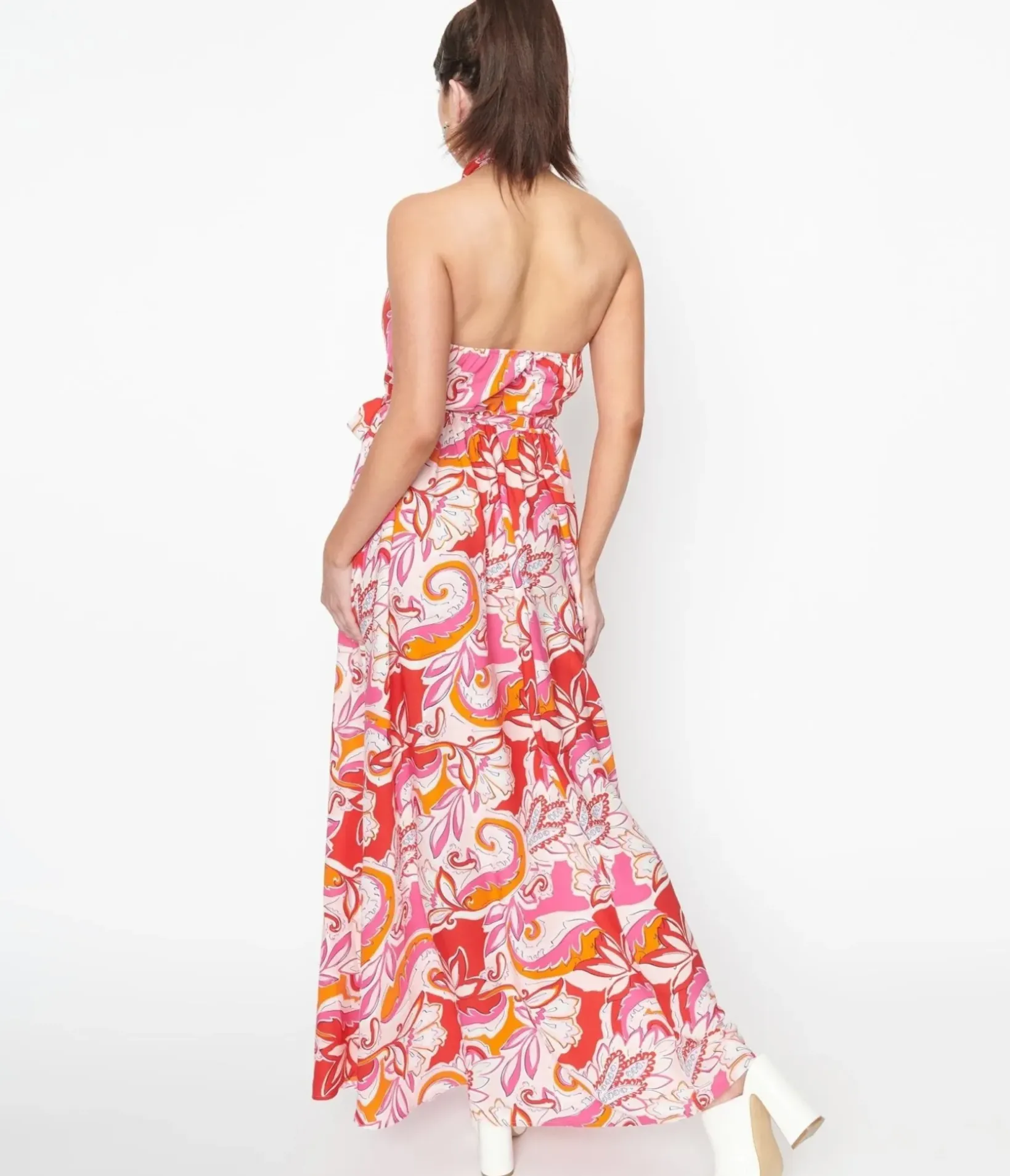 Unique Vintage Maxi|Everyday Dresses>Smak Parlour 1970s Pink & Red Floral Budding Romance Maxi Dress