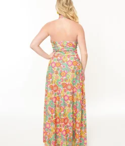 Unique Vintage Maxi|Everyday Dresses>Smak Parlour 1960s Pink Strawberry Fields Halter Maxi Dress