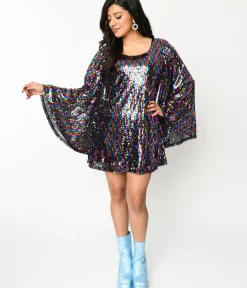 Unique Vintage Pocket Dresses|Everyday Dresses>Smak Parlour 1960s Rainbow Sequin Downtown Scene Mini Dress