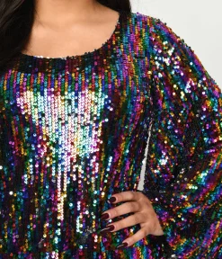 Unique Vintage Pocket Dresses|Everyday Dresses>Smak Parlour 1960s Rainbow Sequin Downtown Scene Mini Dress