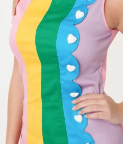 Unique Vintage Fit & Flare|Everyday Dresses>Smak Parlour 1960s Rainbow Stripe Scallop Mini Dress