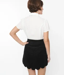 Unique Vintage Blouses>Smak Parlour White & Bow Ties Power Play Blouse