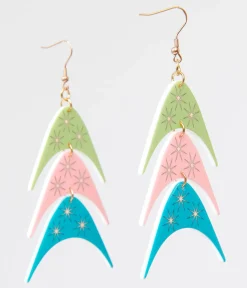 Unique Vintage Earrings>1950s Multicolor Boomerang Trio Earrings