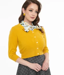 Unique Vintage Sweaters & Cardigans|Work Wear>1950s Mustard Cardigan